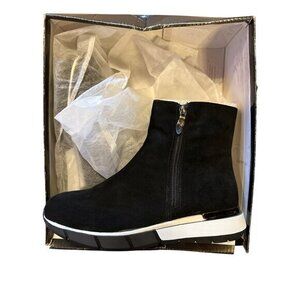 AquaDiva Brax Black Suede Ankle Boots With Side Zipper Comfortable